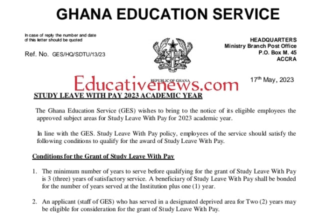 conditions for GES study leave