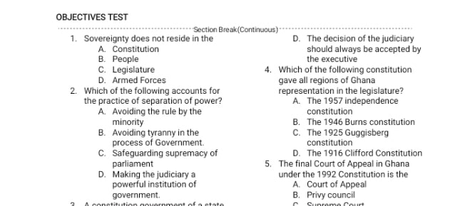 wassce government mock questions